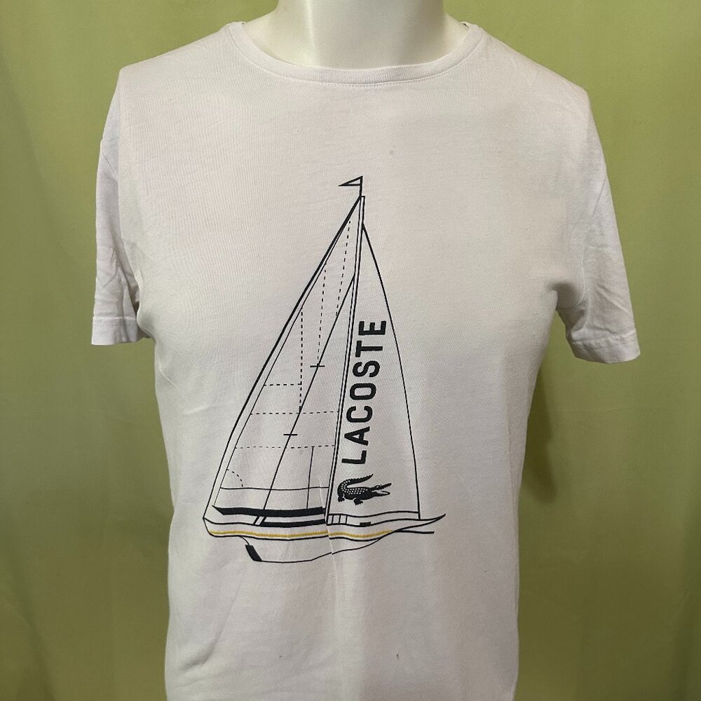 Lacoste Yacht Racing Boat Men's White T Shirt Small FR 3